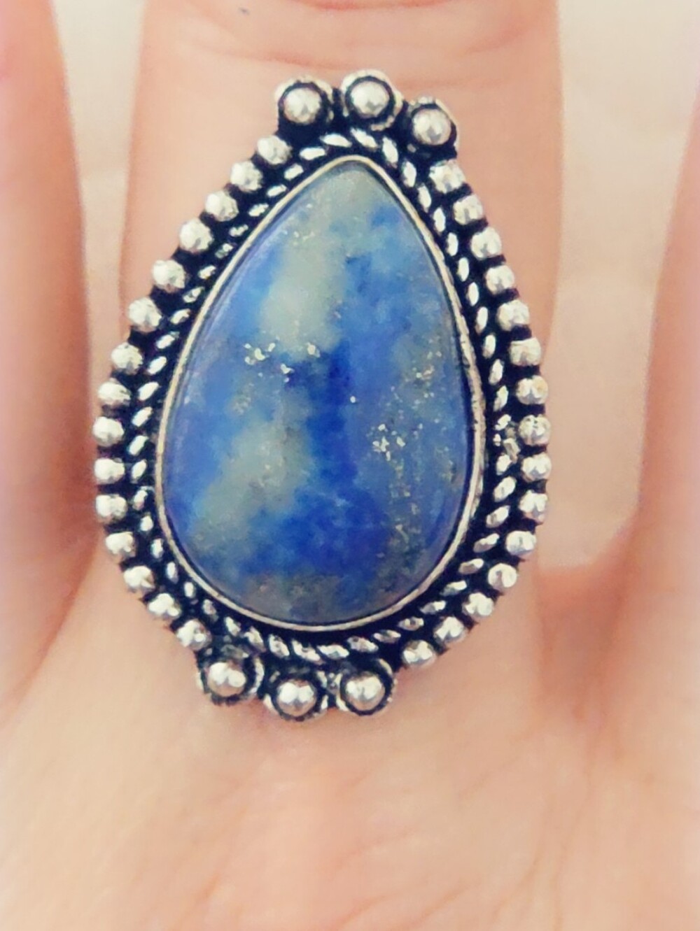 Adjustable Gemstone Statement Ring Overlay Sterling Silver Plated